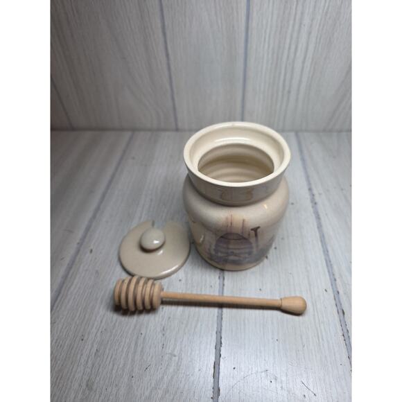 Vtg Yesteryears Hand Turned Honey Pot Texas USA Handmade Bee Hive Floral Country - Picture 2 of 8